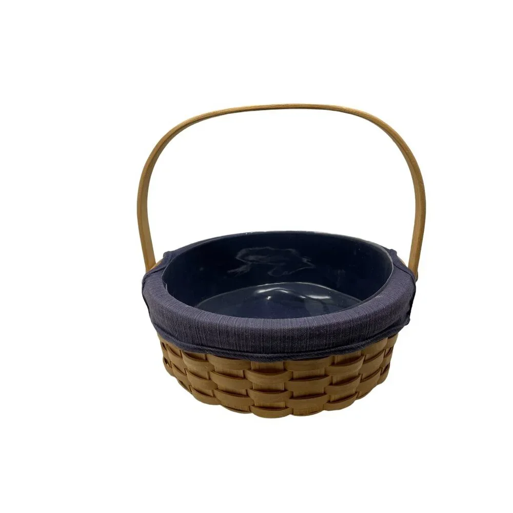 Taskets Renaissance Woven Wood Bread Basket Swing Handle Protective Liner